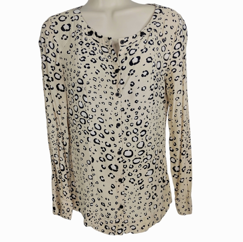 UO COOPERATIVE Animal Print Button Down Top S